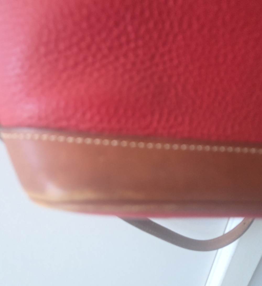 Dooney & Bourke Red Pebble Leather Satchel with Tan Trim - Picture 2 of 3